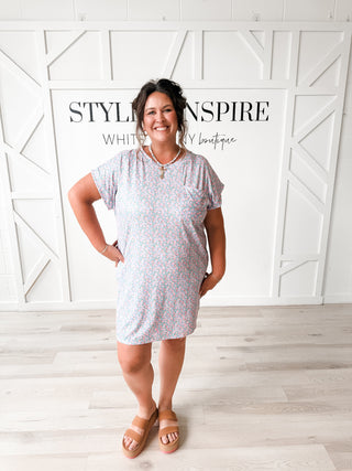 Olivia Floral Ribbed T Dress