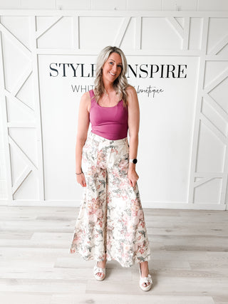 Angela Floral Wide Leg Pants