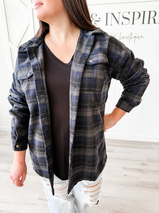 Amora Hooded Plaid Jacket