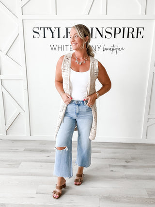 Logan Tie Front Crochet Cardigan