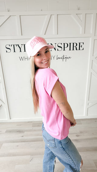 Colby Cotton Slub Rolled Sleeve Top