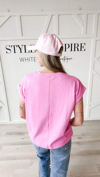 Colby Cotton Slub Rolled Sleeve Top