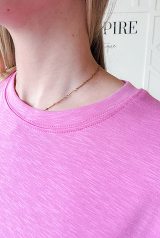 Colby Cotton Slub Rolled Sleeve Top