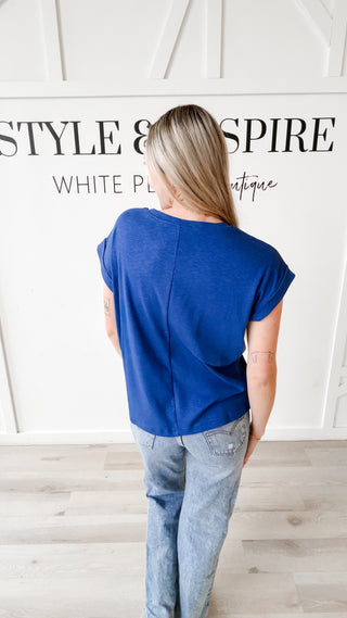 Colby Cotton Slub Rolled Sleeve Top