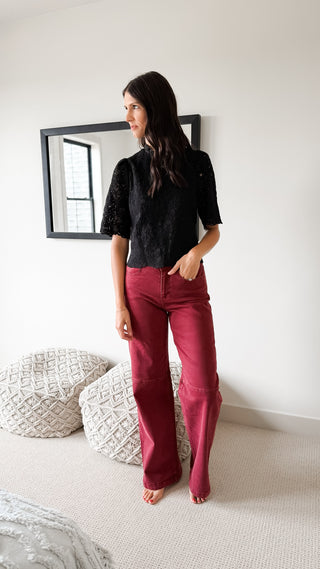 Mica High Rise Wide Leg Cuffed Jeans