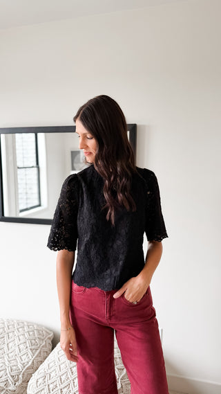 Michelle Lace Mock Neck Top