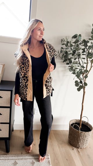 Ophelia Leopard Fleece Vest