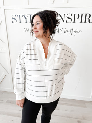 Jenny Stripe Scuba V-Neck Jacket