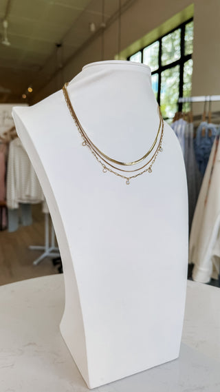 Layered Chain Rhinestone Necklace. *Final Sale*
