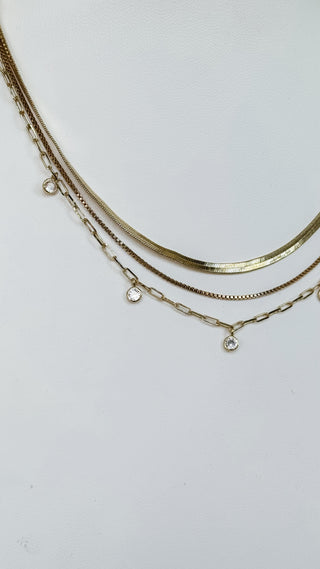 Layered Chain Rhinestone Necklace. *Final Sale*