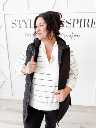 Jenny Stripe Scuba V-Neck Jacket