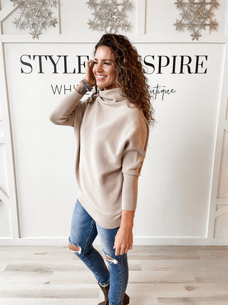 Harper Mock Neck Dolman Sleeve Sweater