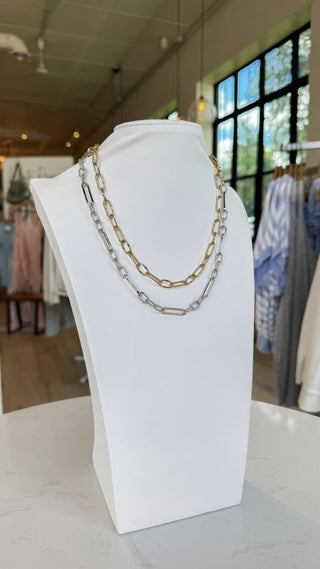 Textured Mixed S&G Chain Necklace *Final Sale*