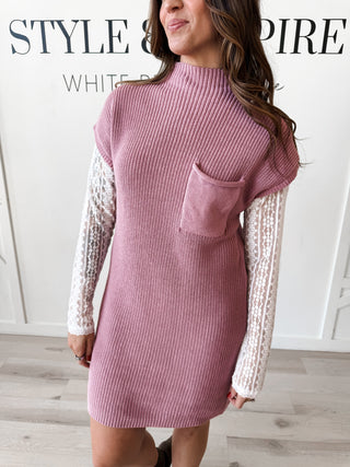 Brandee Mock Neck Short Sleeve Sweater Dress