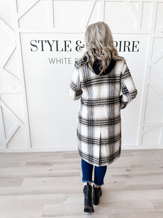 Mary Double Breasted Plaid Coat W/Removable Hood