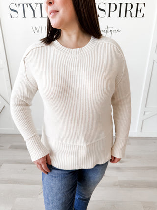 Penny Ribbed Detail Knit Sweater