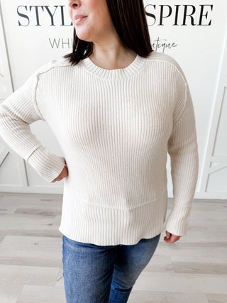 Penny Ribbed Detail Knit Sweater