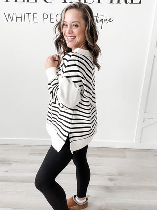 Demi Long Sleeve Stripe Knit Top