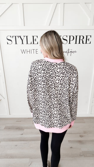 Melanie Leopard Print Contrast Pullover