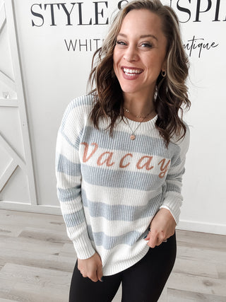 Vacay Graphic Stripe Sweater