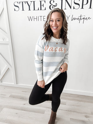 Vacay Graphic Stripe Sweater