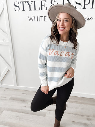 Vacay Graphic Stripe Sweater