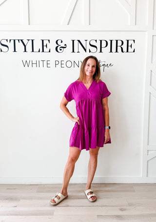 Caroline V-Neck Tiered Dress
