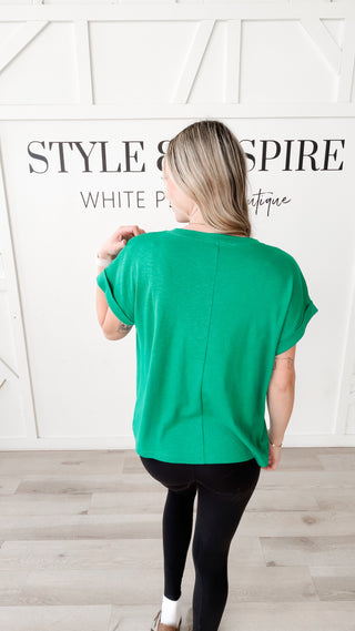 Colby Cotton Slub Rolled Sleeve Top