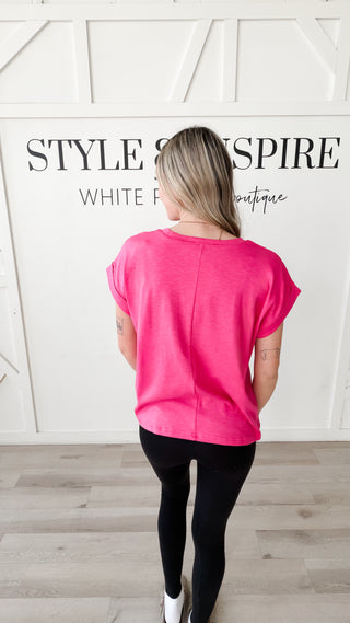 Colby Cotton Slub Rolled Sleeve Top