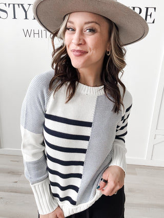 Kailey Color Block Mixed Stripe Sweater