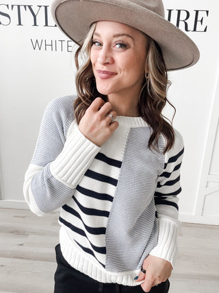 Kailey Color Block Mixed Stripe Sweater