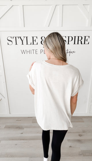 Colby Cotton Slub Rolled Sleeve Top