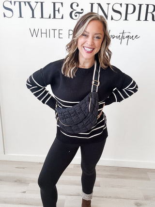 Tonya Half Striped Tunic Sweater