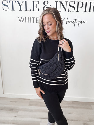 Tonya Half Striped Tunic Sweater