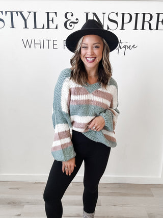 Myra Balloon Sleeve Cable Knit Sweater