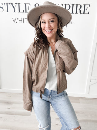 Amelia Vegan Suede Moto Jacket