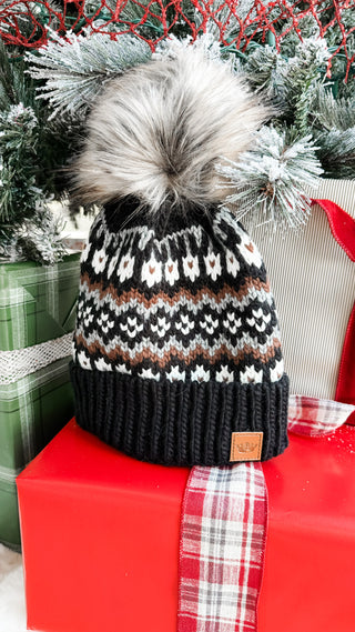 Winter Pattern Pom Hats *Final Sale*