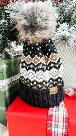 Winter Pattern Pom Hats *Final Sale*