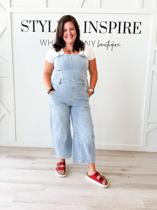 Remi Spaghetti Strap Denim Jumpsuit
