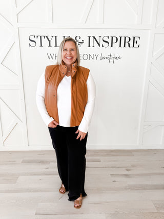 Trudy Quilted Faux Leather Vest