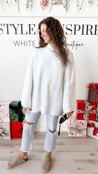 Tabbie Speckled Knit Tunic Sweater