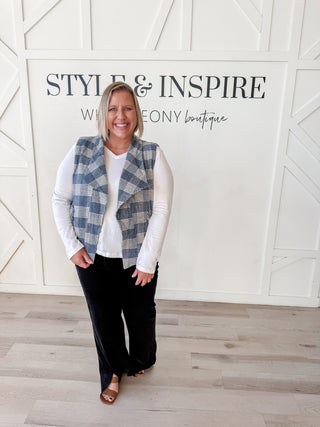Mary Plaid Open Front Vest