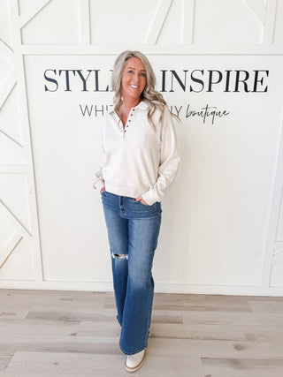 Priscilla Half Button Top