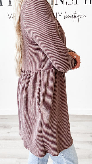 Laura Long Line Ribbed Cardigan