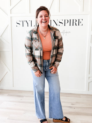 Nina Plaid Button Up Top