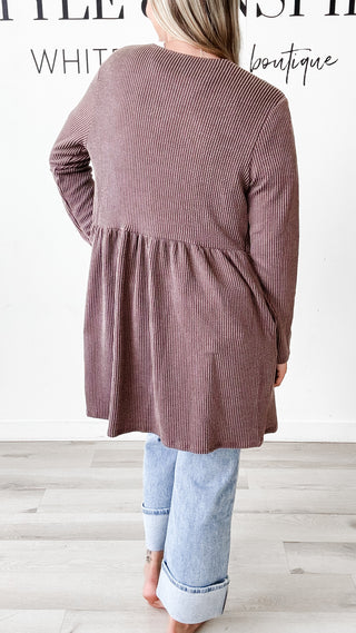 Laura Long Line Ribbed Cardigan