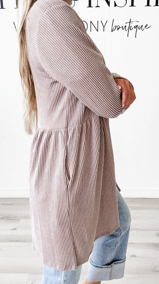Laura Long Line Ribbed Cardigan