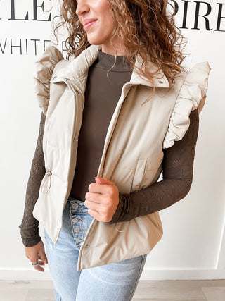 Tiffany Ruffle Detail Puffer Vest