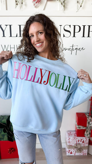 Holly Jolly Embroidered Graphic Sweatshirt