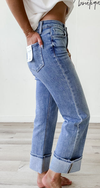 Flying Monkey HR Cuffed Slim Wide Jeans